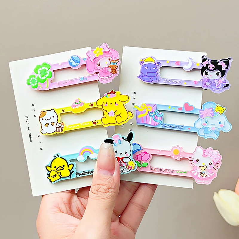 Sanrio-horquilla hueca de dibujos animados, Clip para el cabello de Anime Kawaii, maquillaje para niñas dulces, pinza lateral para el cabello, accesorios para el cabello, 1 unidad