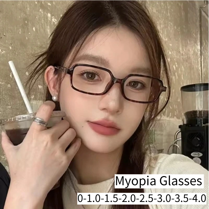 Ladies' Myopia Glasses  Square , Ultra Light Retro Frame, 0~ -4.0  Comfortable and Versatile, Anti Blue Light Glasses for Men