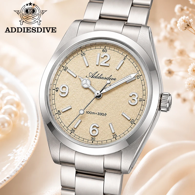 ADDIESDIVE 2026 럭셔리 여성용 시계 36mm VH31 쿼츠 BGW9 레트로 슈퍼 루미너스 100m 방수 비즈니스 여성용 스틸 손목시계