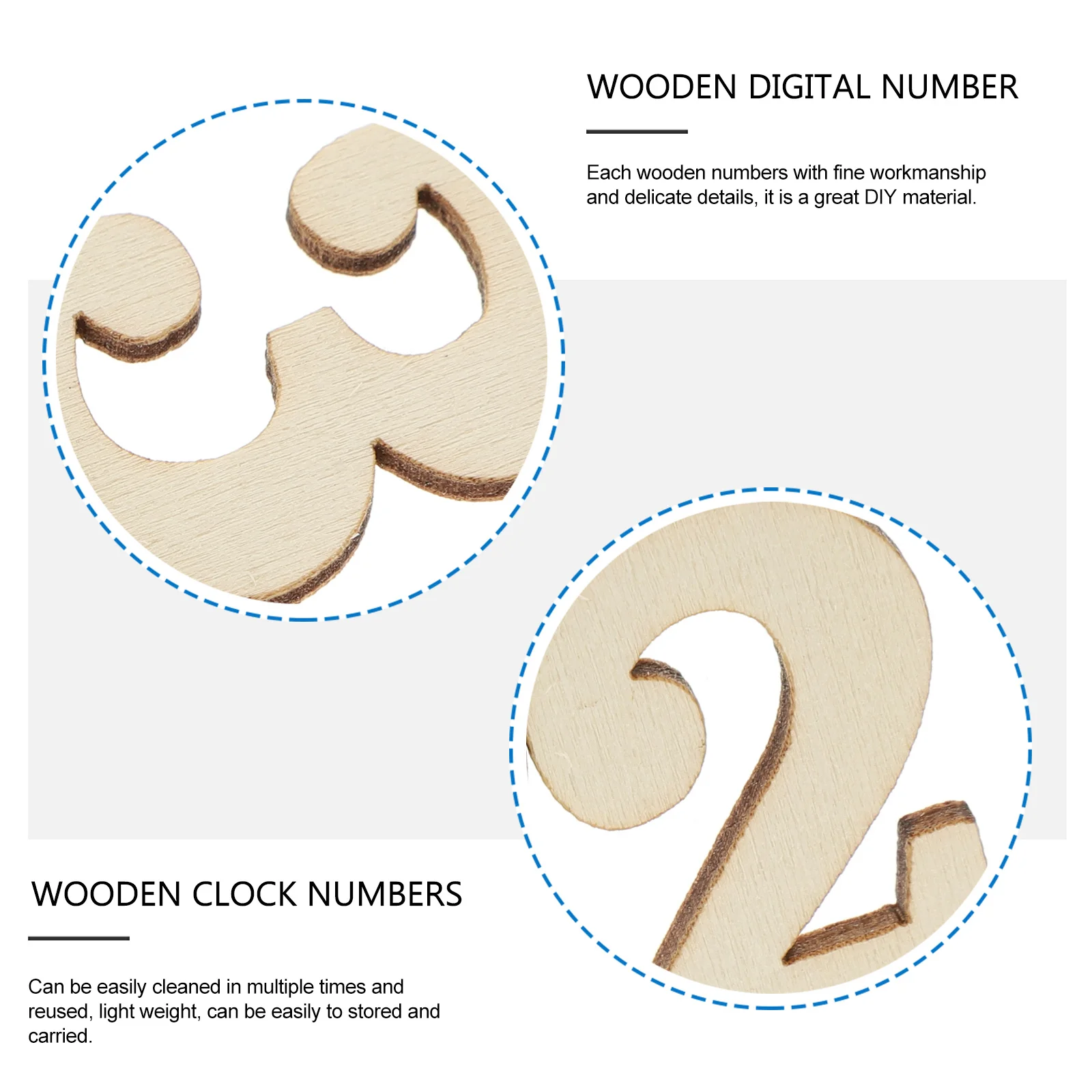 

100Pcs Natural Wood Arabic Numbers Fine Details Durable DIY Clock Decorations Digital Number Crafts Wall Clock Making Kits
