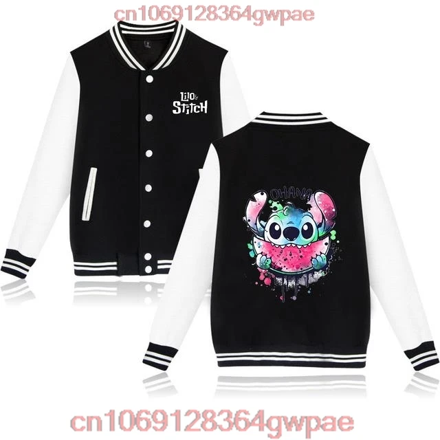 Disney Lilo Stitch Baseball Jacket Men Women Hip Hop Harajuku Disney Jackets Streetwear Kids Boys Girls Loose College Coats