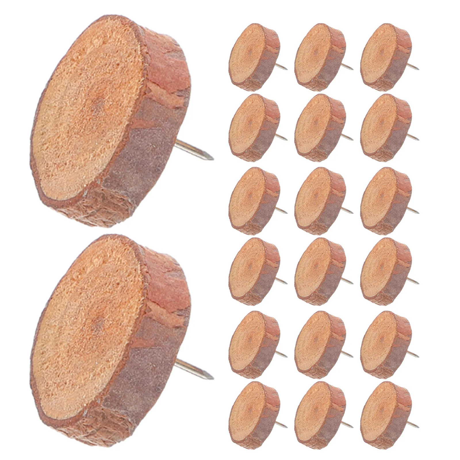 80pcs Wooden Push Pins Decorative Natural Material For Cork Board Bulletin Maps Photos Documents Office Home Organization Flat
