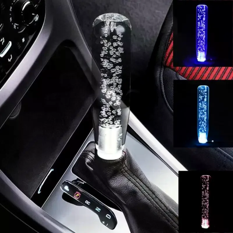 1 Set 8.5/10/20cm Multicolor Gradient LED Light RGB Car Gear Shift Knob Stick Crystal Transparent Bubble Gear Shifter
