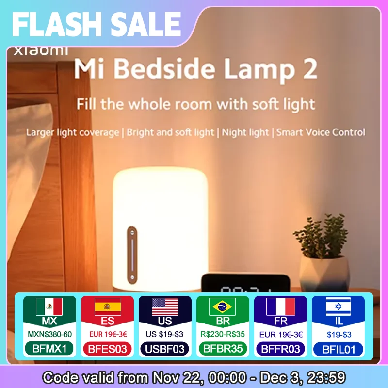 Xiaomi Mijia Bedside Lamp 2 Bedroom Smart Light Voice Control Touch Switch Mi Home App Camping Led Bulb Room Table Night Lamp