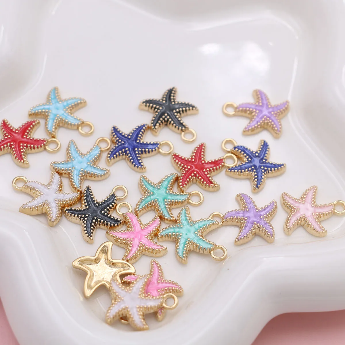 20 шт. смешанные случайные позолоченные эмалированные подвески в виде морской звезды для изготовления ювелирных изделий DIY ожерелье серьги браслет
