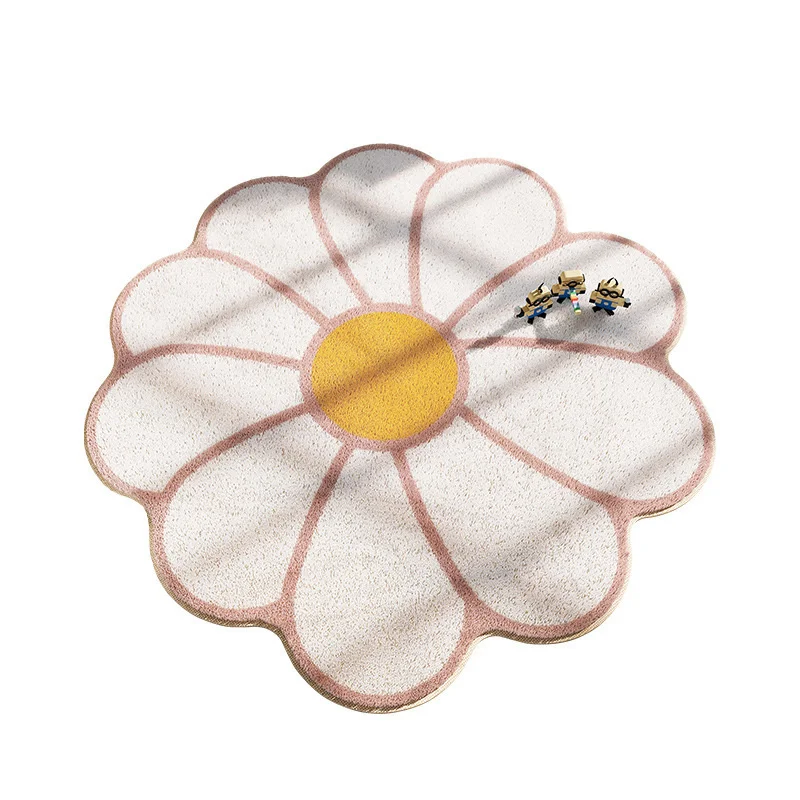 Nordic Fluffy Sun Flower Carpet Plush Rugs Cushion Girl Round Bedroom Children\'s Room Floor Mat Home Soft Mat For Baby Play Mat