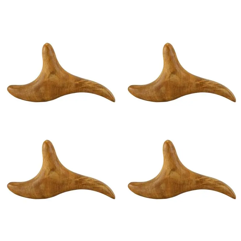 

4X Wooden Body Foot Neck Relax Blood Circulation Massager Triangular Spa Reflexology Massage Stick Tool