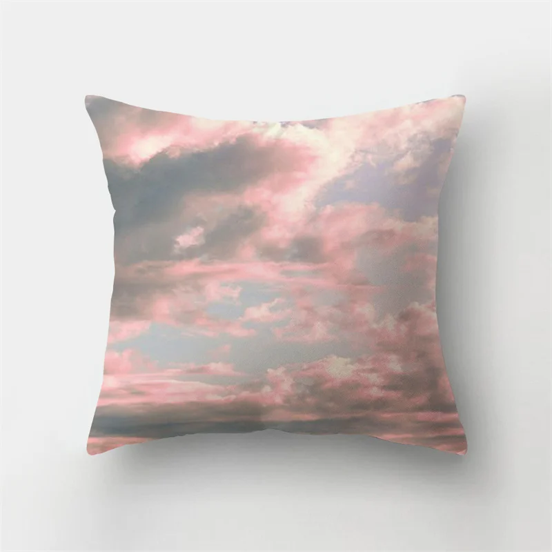 Pink Sky Cloud Landscape Pillow Case Polyester Home Bedroom Living Room Sofa Decoration Cushion Cover 45x45cm