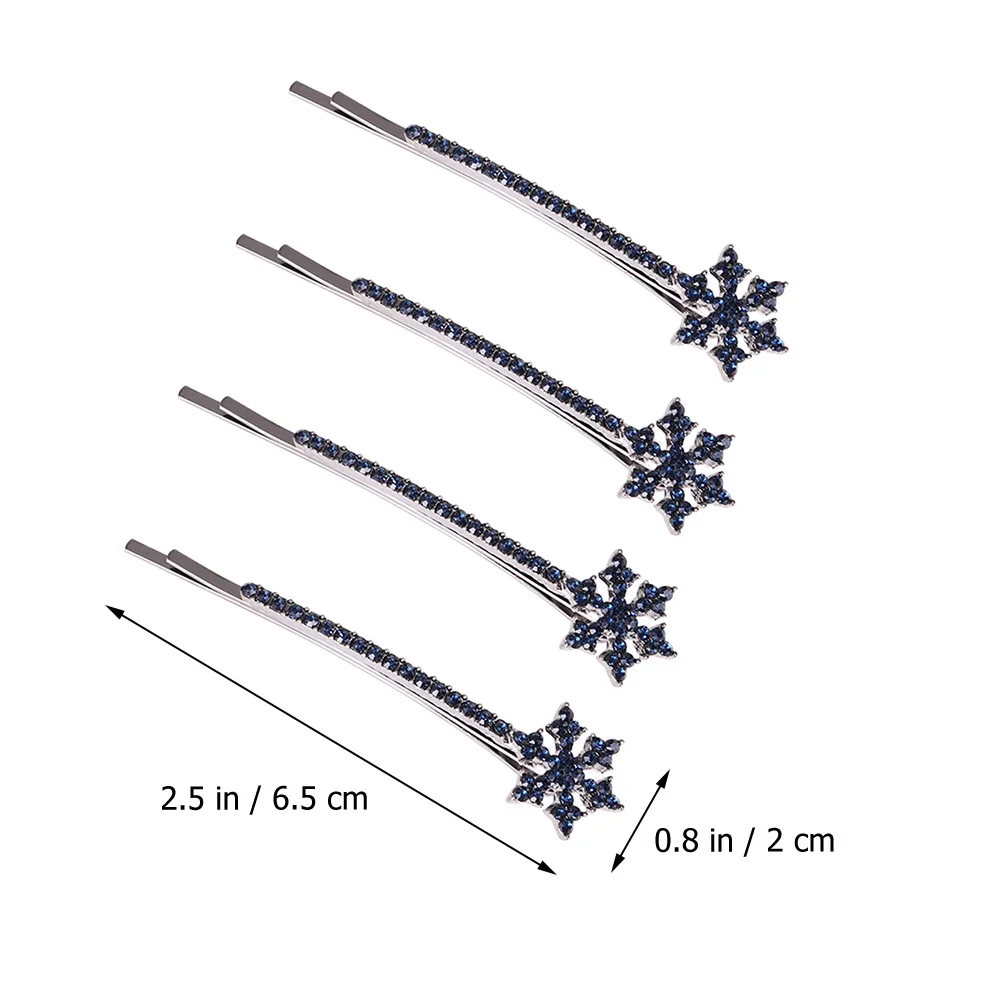 4Pcs Snowflake Hair Clips Classic Bobby Pin Design Elegant Hair Accessories for Christmas Wedding Prom Party Women