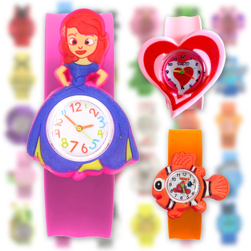 Montres colorées pour enfants, 30 styles de dessin animé, bracelet à claquettes pour filles et garçons, cadeau de fête de Noël, horloge, style aléatoire, envoyer