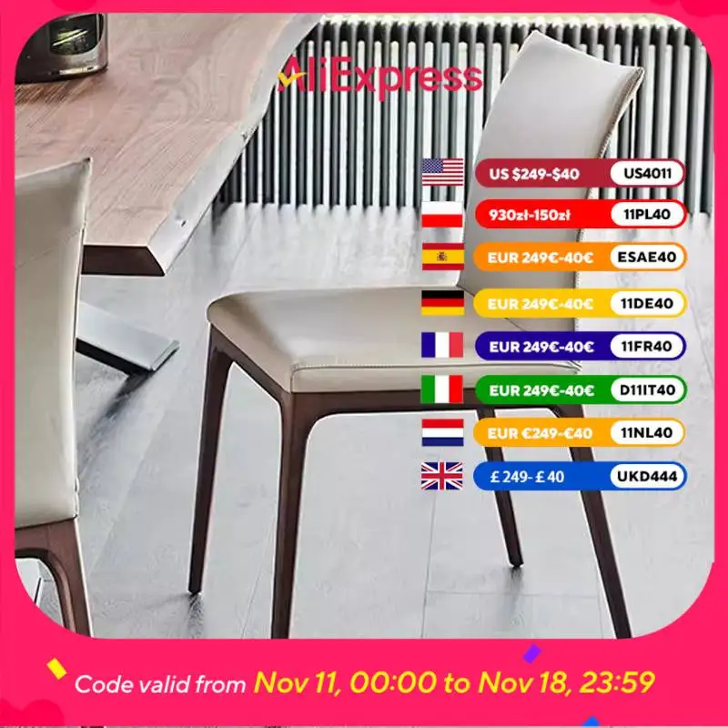 

Brown Designer Dining Chairs Luxury Backrest Wood Living Room Dining Chairs Office Nordic Sillas Para Comedor Furniture Home