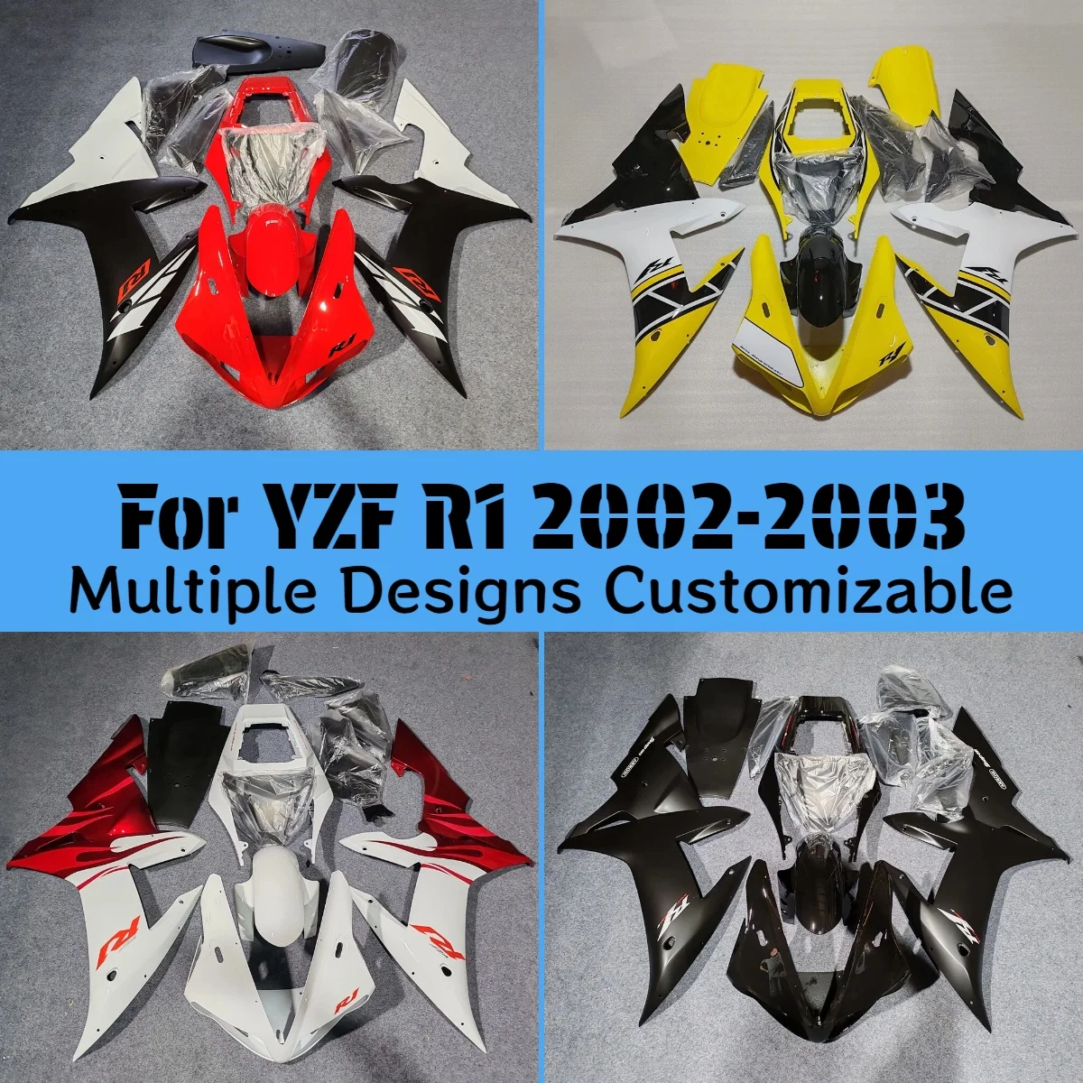

ABS Plastic Fairings YZF R1 2002 2003 Prime Fairing Set Injection Bodywork Kit Motorcycle for YAMAHA YZFR1 02 03
