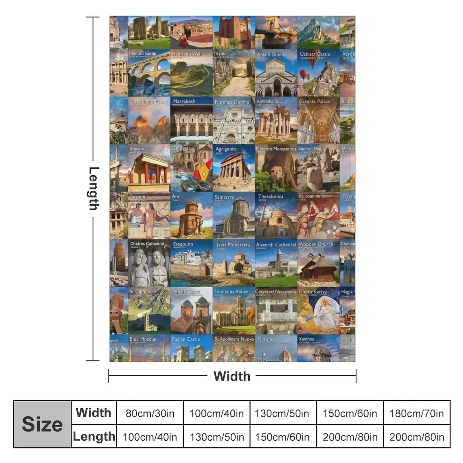 UNESCO World Heritage Sites Throw Blanket couch cozy soft plush fuzzy picnic outdoor blanket