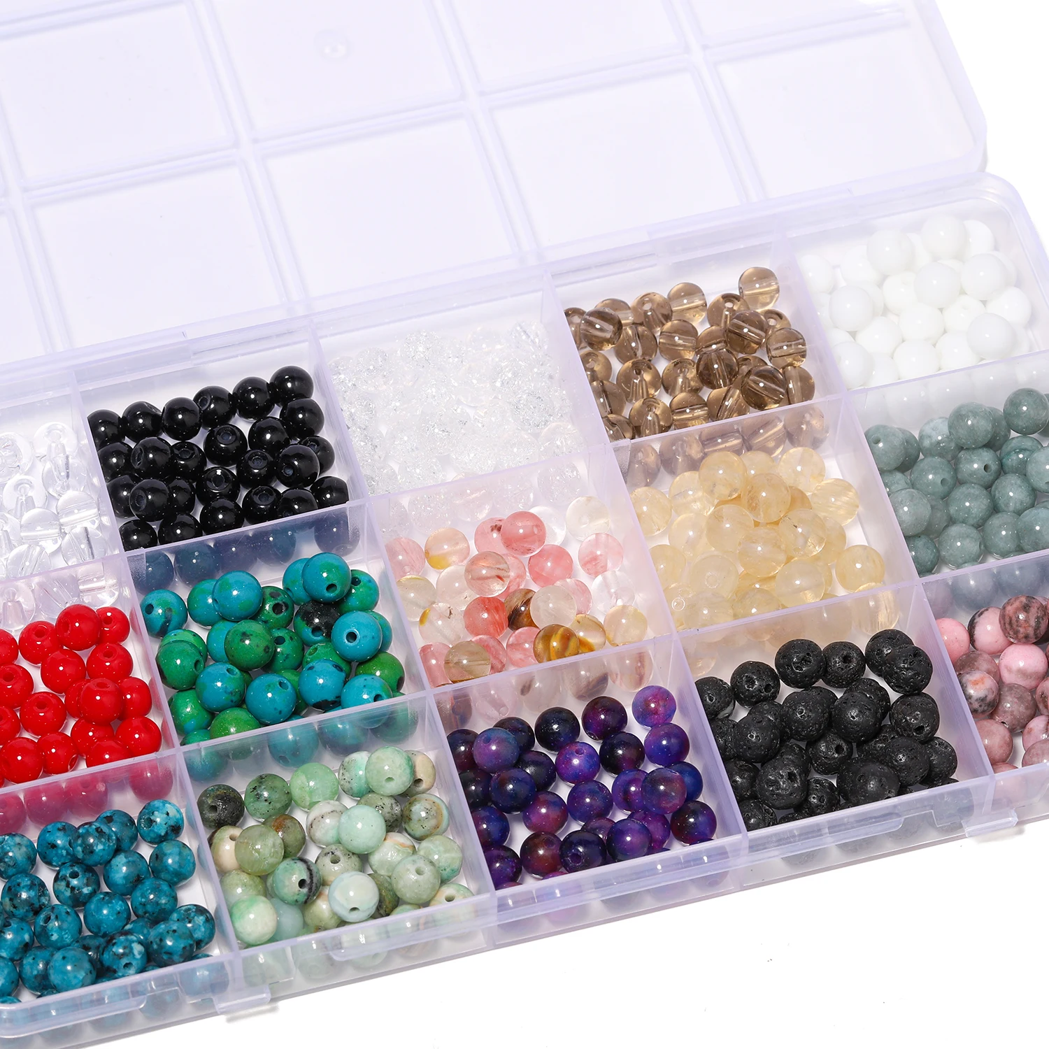 15 شبكة/صندوق 6 مللي متر مجموعة خرز الحجر الطبيعي الجزع البركاني الحمم البركانية فضفاض خزر عازل عدة للمبتدئين صنع القلائد سوار ذاتي الصنع #4