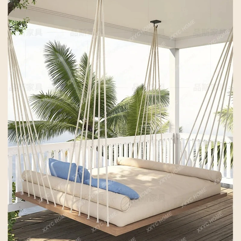 

XS Outdoor swing outdoor hanging basket household solid wood single double swing indoor hammock rattan chair household
