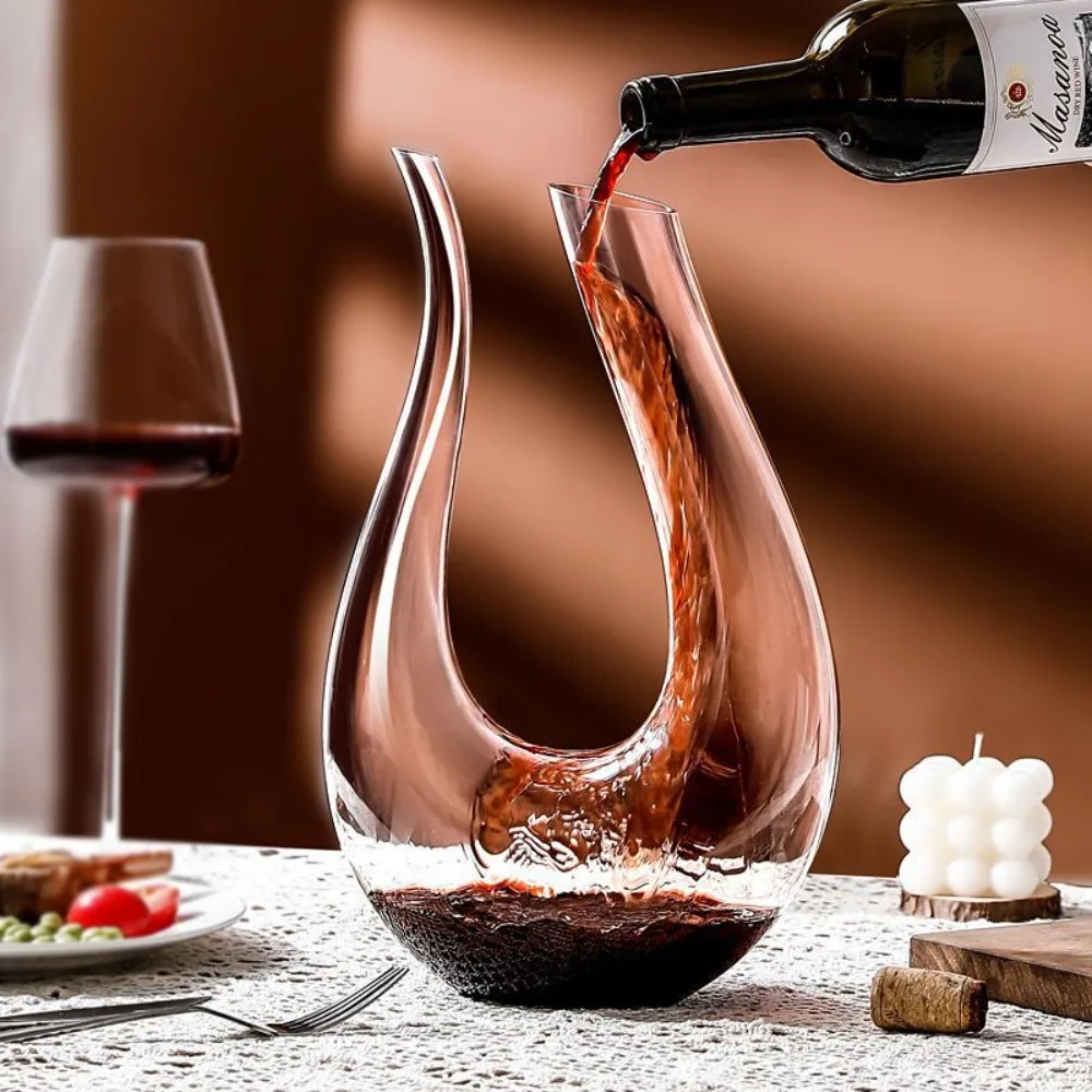 Wine Separator 1.2L U-shaped Wine Decanter Crystal Glass Swan Design Carafe Wine Aerator Transparent Wine Dispenser Party