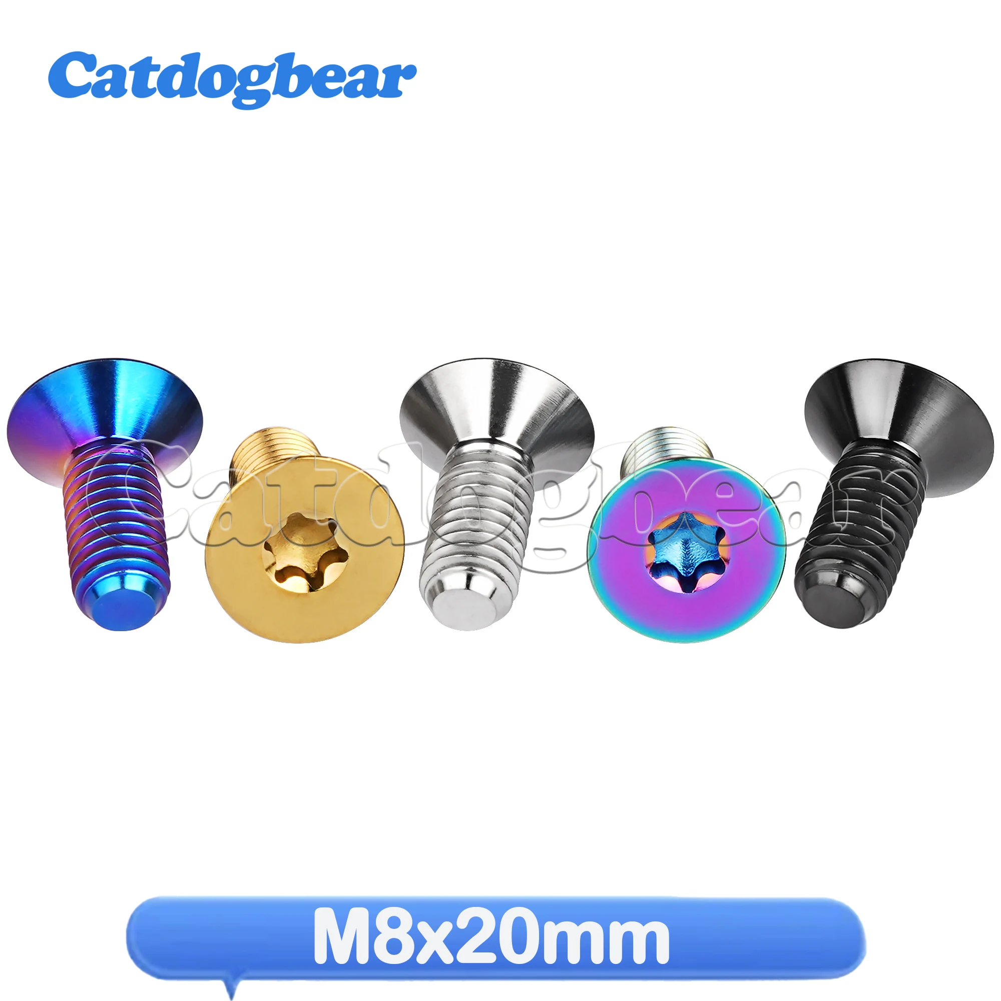 Catdogbear Titanium Alloy M8x20mm Countersunk Internal Plum Blossom Titanium Screw For Bicycle