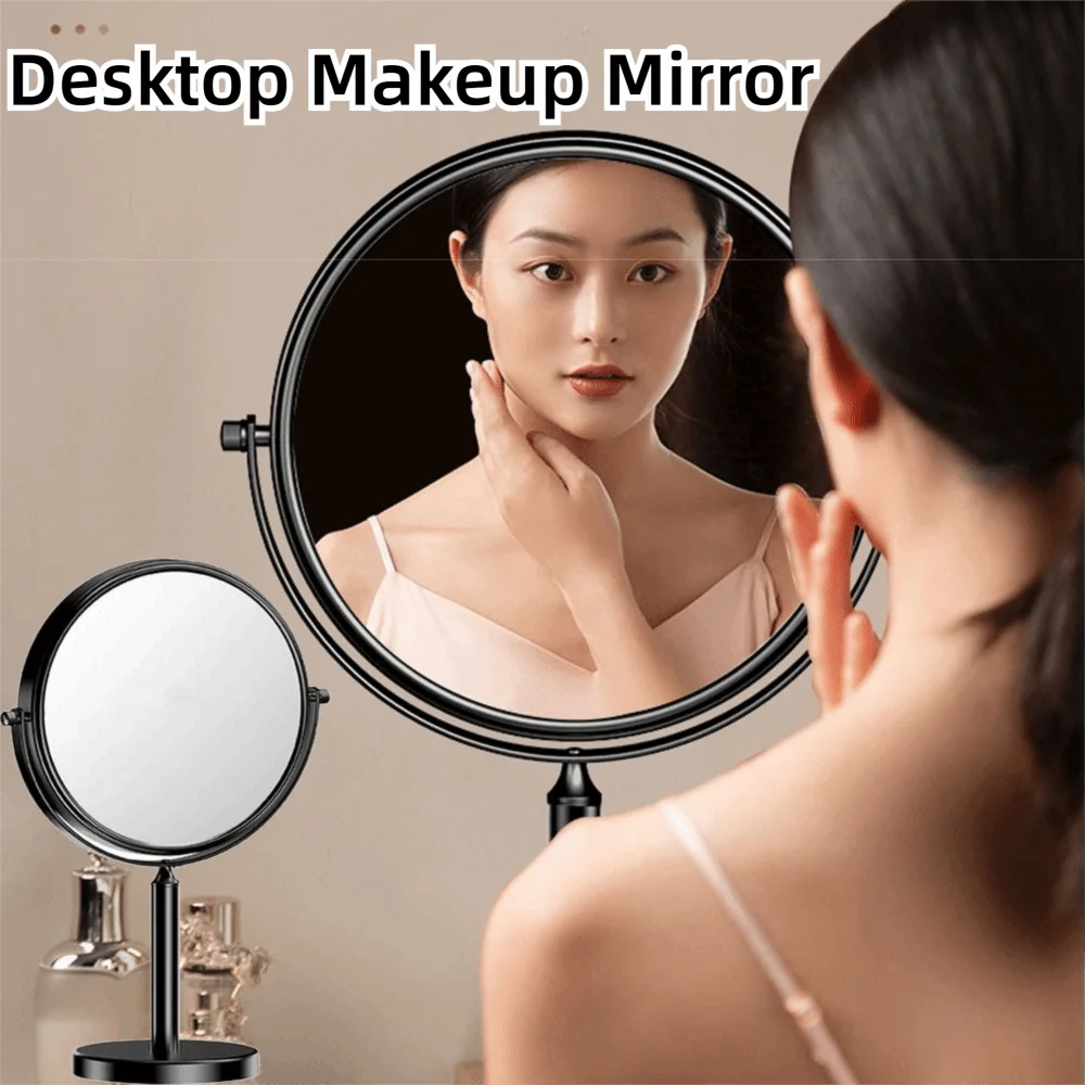 Doppelseitiger Desktop-Make-up-Spiegel, 360° drehbar, wasserdicht, Vergrößerungs-Kosmetikspiegel, runder, freistehender, drehbarer Kosmetikspiegel