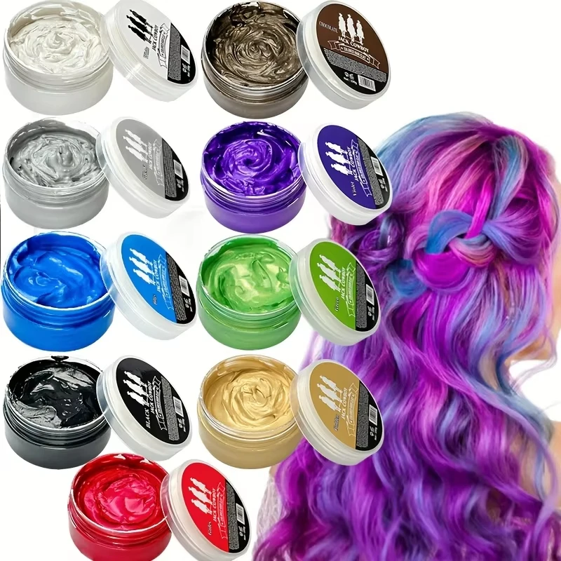 Temporäre Haarfarbe, Schlamm, 9 Farben, Haarschlammwachs, Haarfarbe, Wachs für tägliche Party, Cosplay, Männer und Frauen, DIY-Haarfarbe, Creme