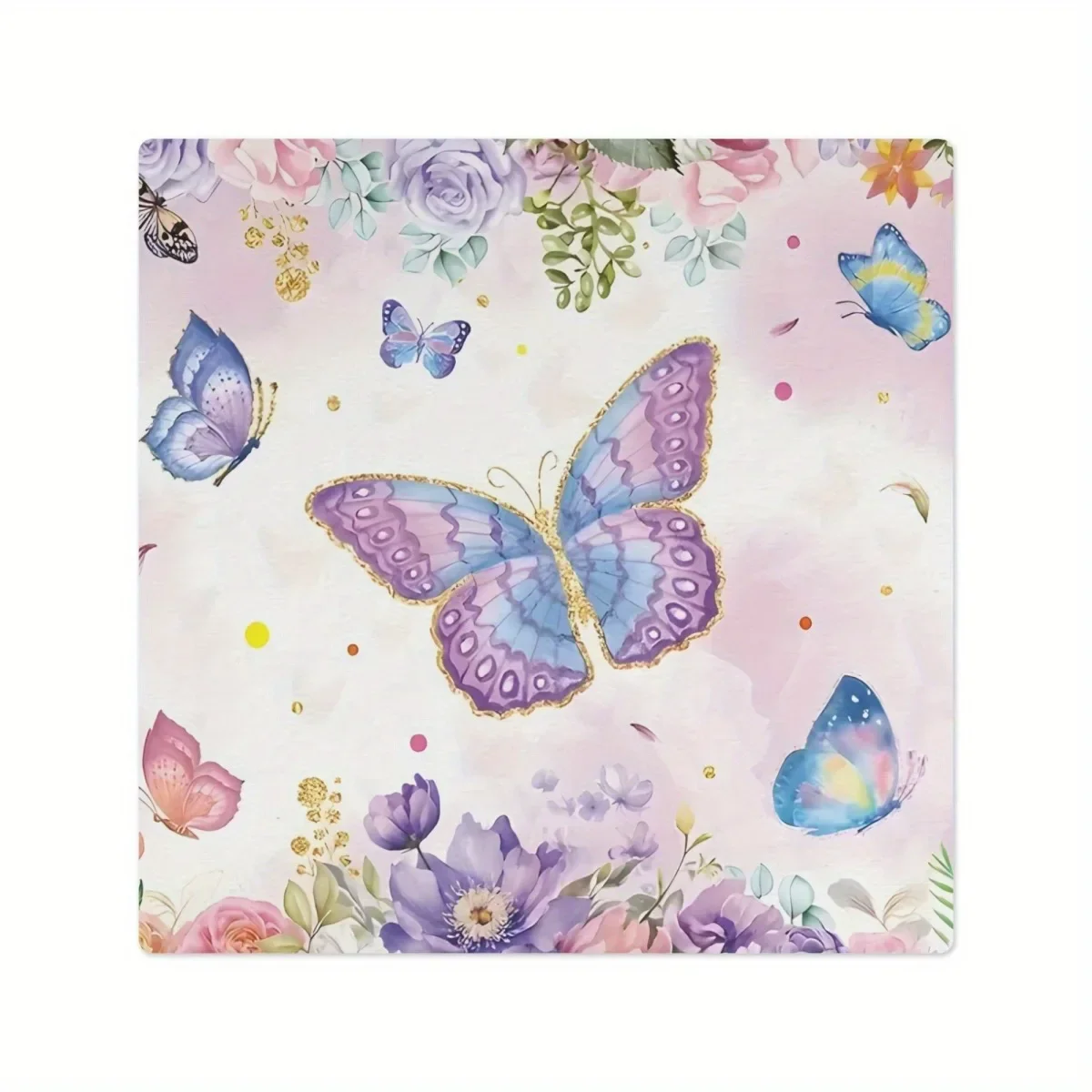 44 pz 33*33 cm Tovagliolo Usa E Getta Festa Viola/Rosa Farfalla Fiore Pianta Stampato Tovagliette di Carta per il Layout della Tavola di Nozze