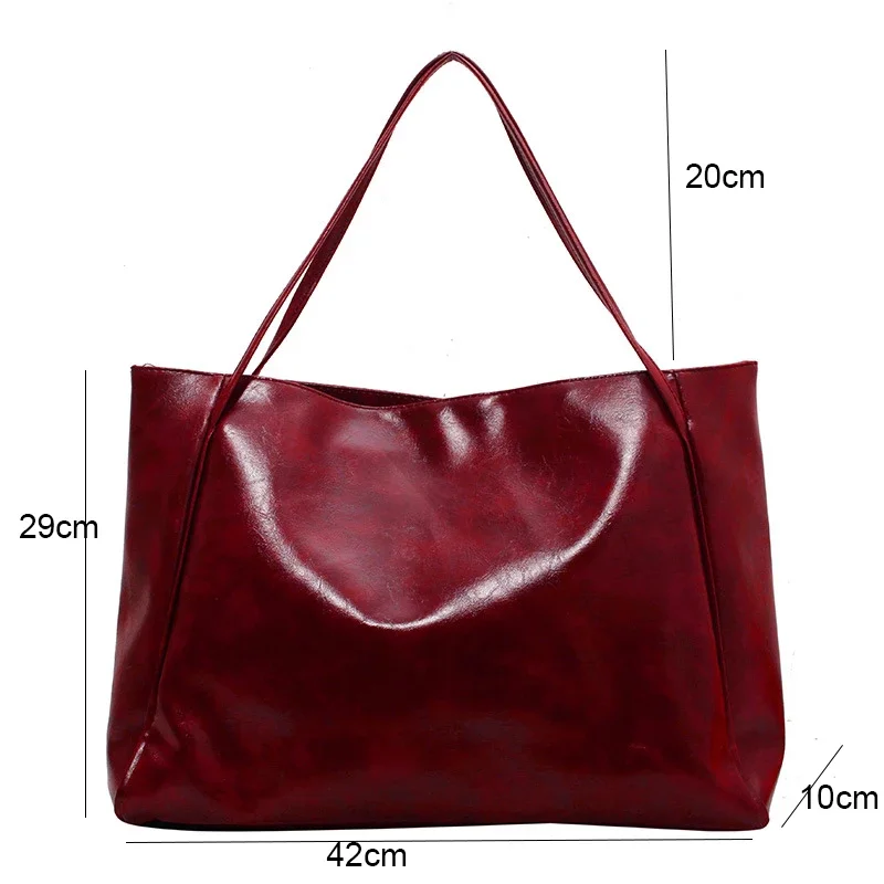 Bolsa de ombro de couro PU macia de grande capacidade para mulheres, bolsa de axilas, bolsa crossbody retrô portátil casual, bolsa de moda