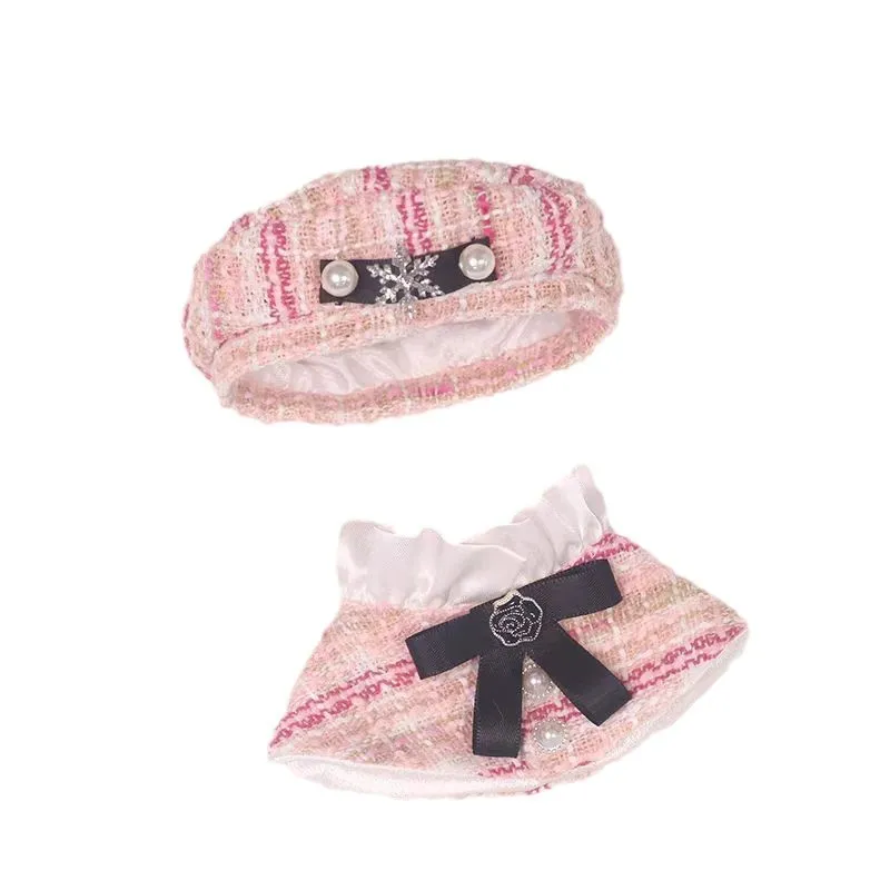 17CMvestiti labubu/vestiti per bambole in cotone, berretto, scialle alla moda, accessori labubu, 6 colori disponibili (senza bambola)