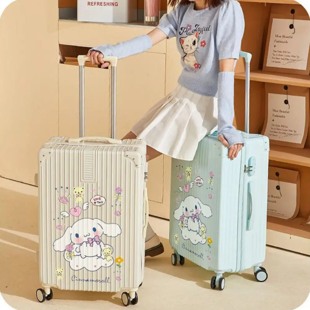 Sanrioed Cinnamoroll 20 22 24 Inch Trolley Case Anime Kawaii Cartoon Suitcase Student Travel Silent Universal Wheel Password Box