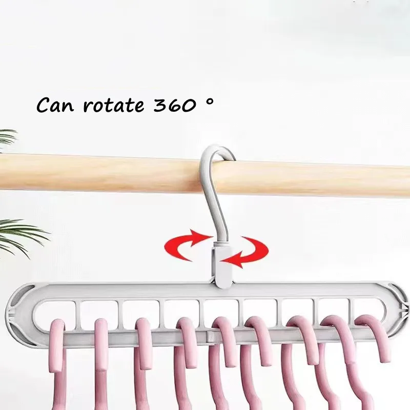 2/4/8PCS PP Hanger Multi-functional Nine-hole Rotating Hanger Folding Clothes Drying Storage Rack Pants Hanger Home Storage