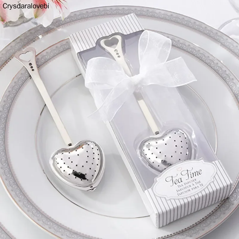 100pcs wedding gift TeaTime Heart Tea Infuser Favor in Teatime Gift Box