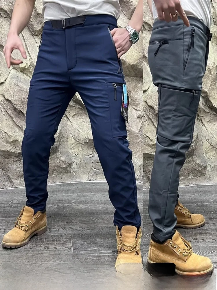 

Outdoor Men's Fleece Lined Soft Casual Pants Windproof Waterproof Breathable Autumn Winter Trousers for Hiking And Clim...