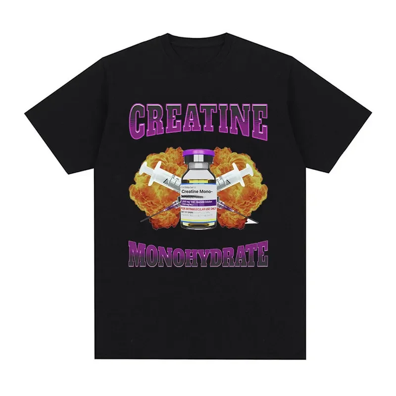 Creatine monohydrate funny graphic t shirts men retro fashion casual short sleeve t-shirt Unisex O-neck cotton oversized T shirt