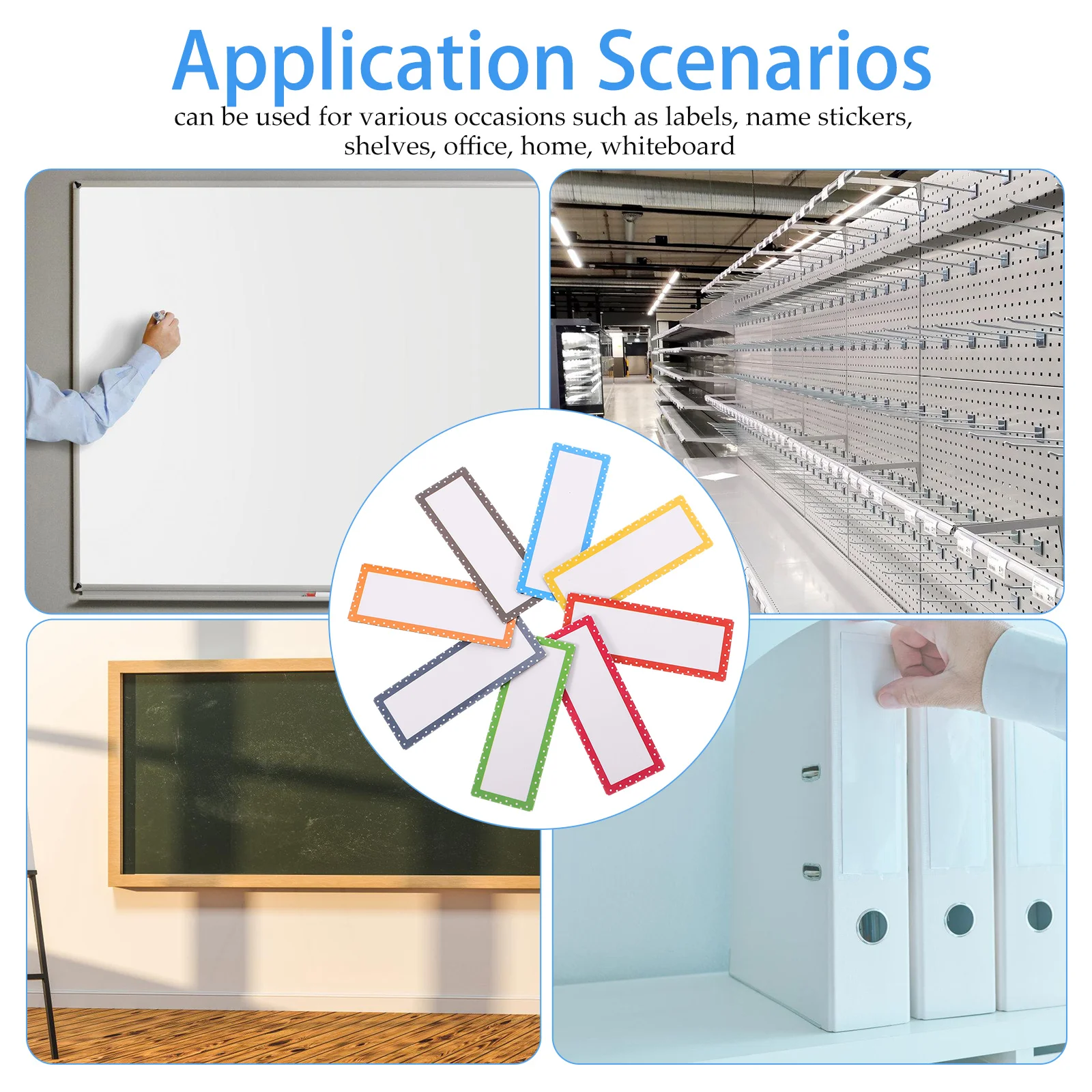 

8Pcs Blank Magnetic Name Tags Reusable Dry Erase Labels for Fridge Whiteboard Office School Kitchen Organization Identification