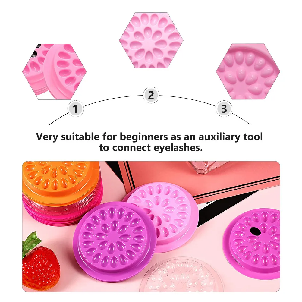 200Pcs Eyelash Glue Trays Disposable Plastic Storage Plates for Long Lasting Use Pink Storage Trays Eyelash Grafting Tools