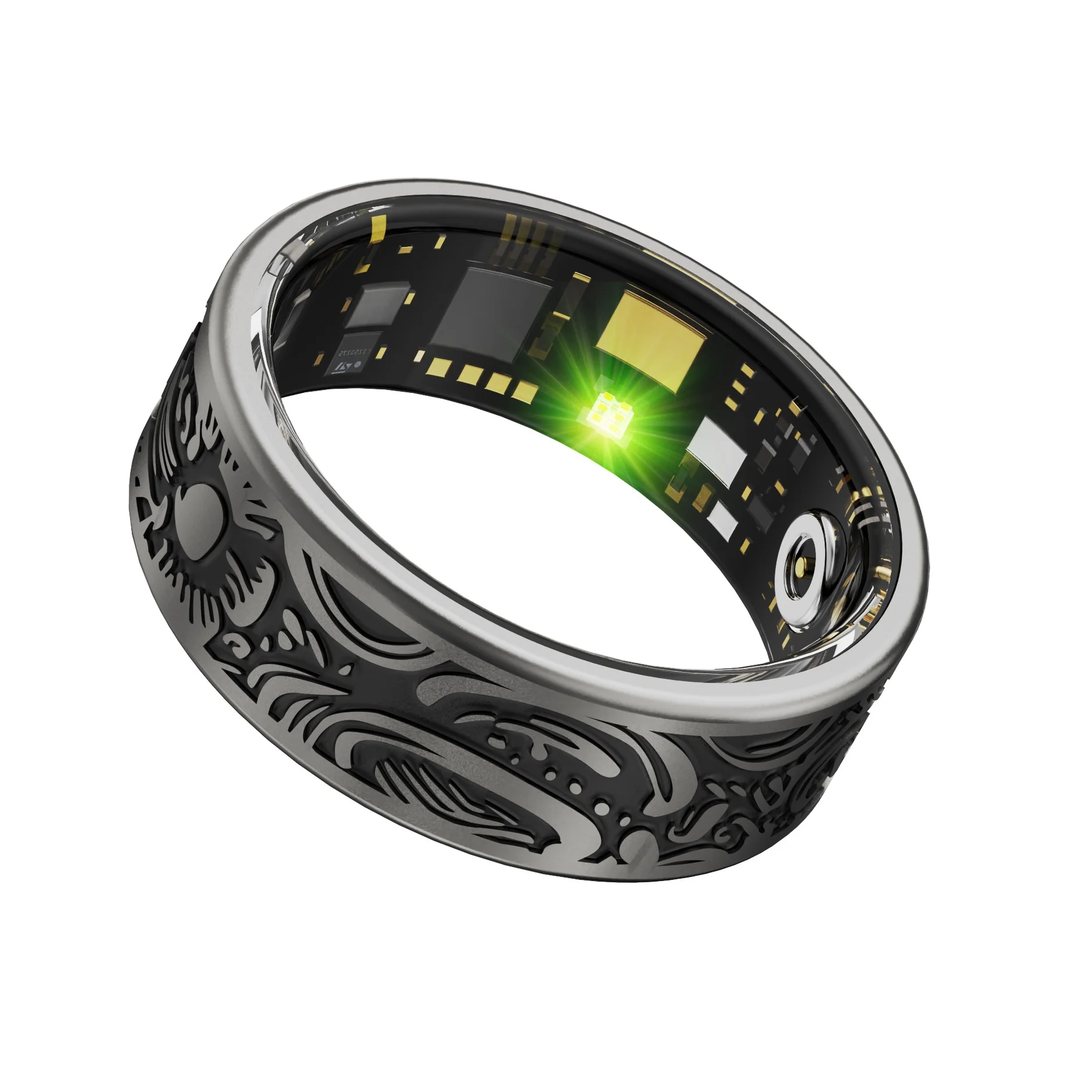 Stainless Steel Smart Ring Heart Rate Blood Pressure Blood Oxygen Sleep Monitoring Exercise Tracking Android for Compatible