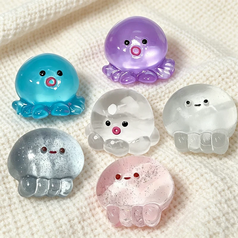 Taba Jellyfish Octopus Non-toxic Transparent Cute Filled Hand Grip Fidget Sensory Toy Relief Pressure Heal Relax for Adults Gift