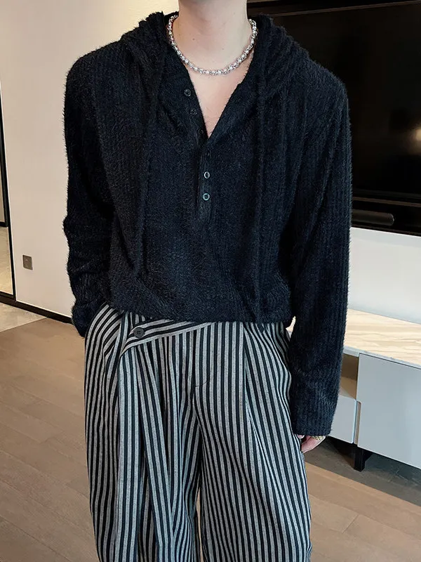 

Tangz Studio Lazy Sle Vintage Hoodie Color Long Sve Knitted Sweater Fur Underwear Trendy Base irt for Youth