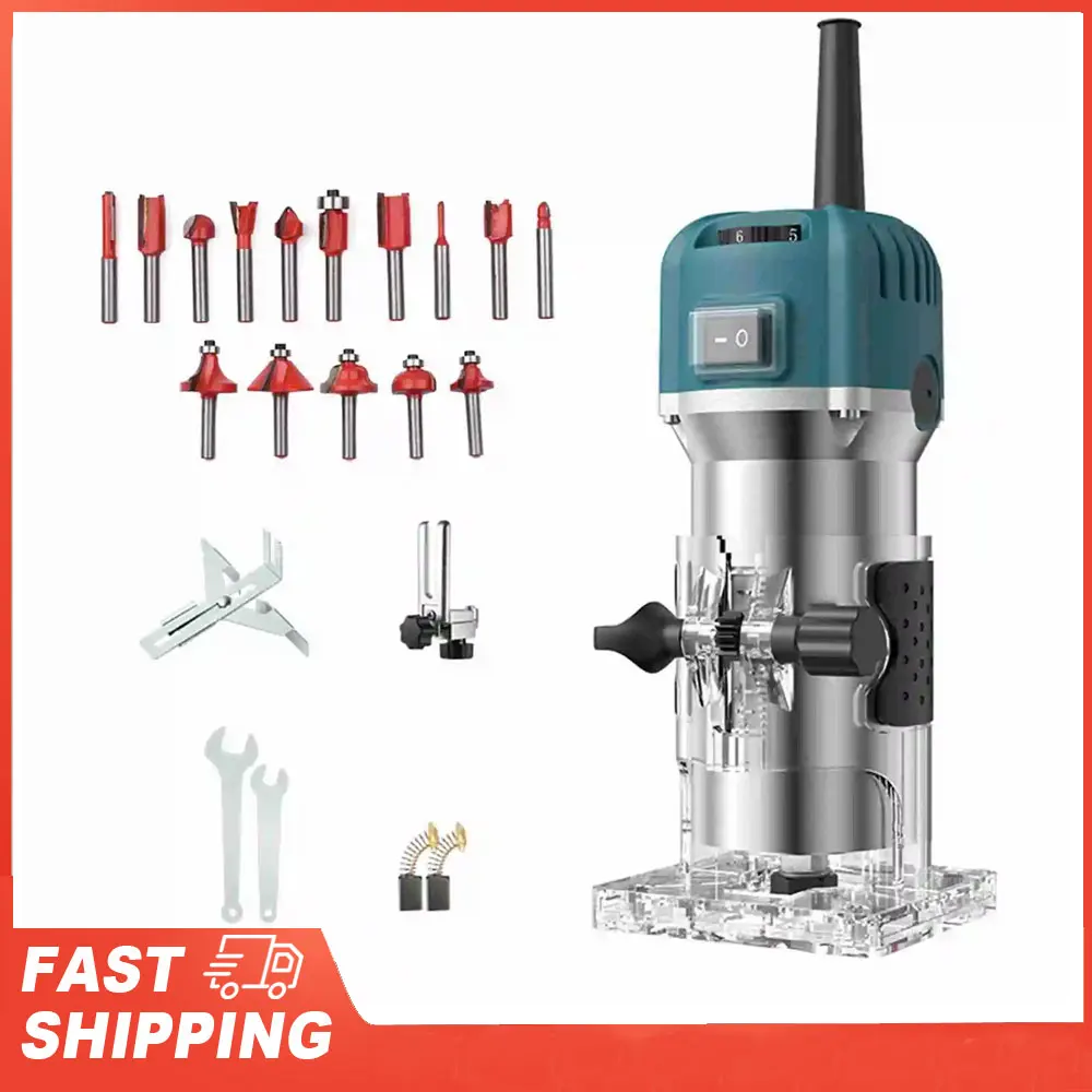 

Фрезерный станок по дереву, набор электрических триммеров для деревообработки, утолщенный корпус, компактный, 6 скоростей, регулируемый, 800 Вт, 30000 об/мин, фрезерный инструмент по дереву