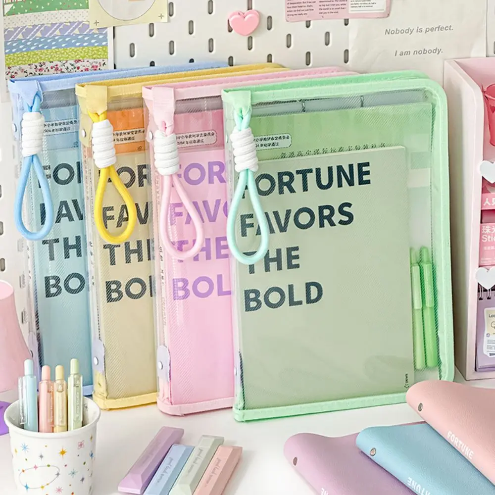 with Clipboard A4 Folder Writing Pad With Zipper File Folder Bag Handle Large Capacity Stationery Organizer Pouch Students