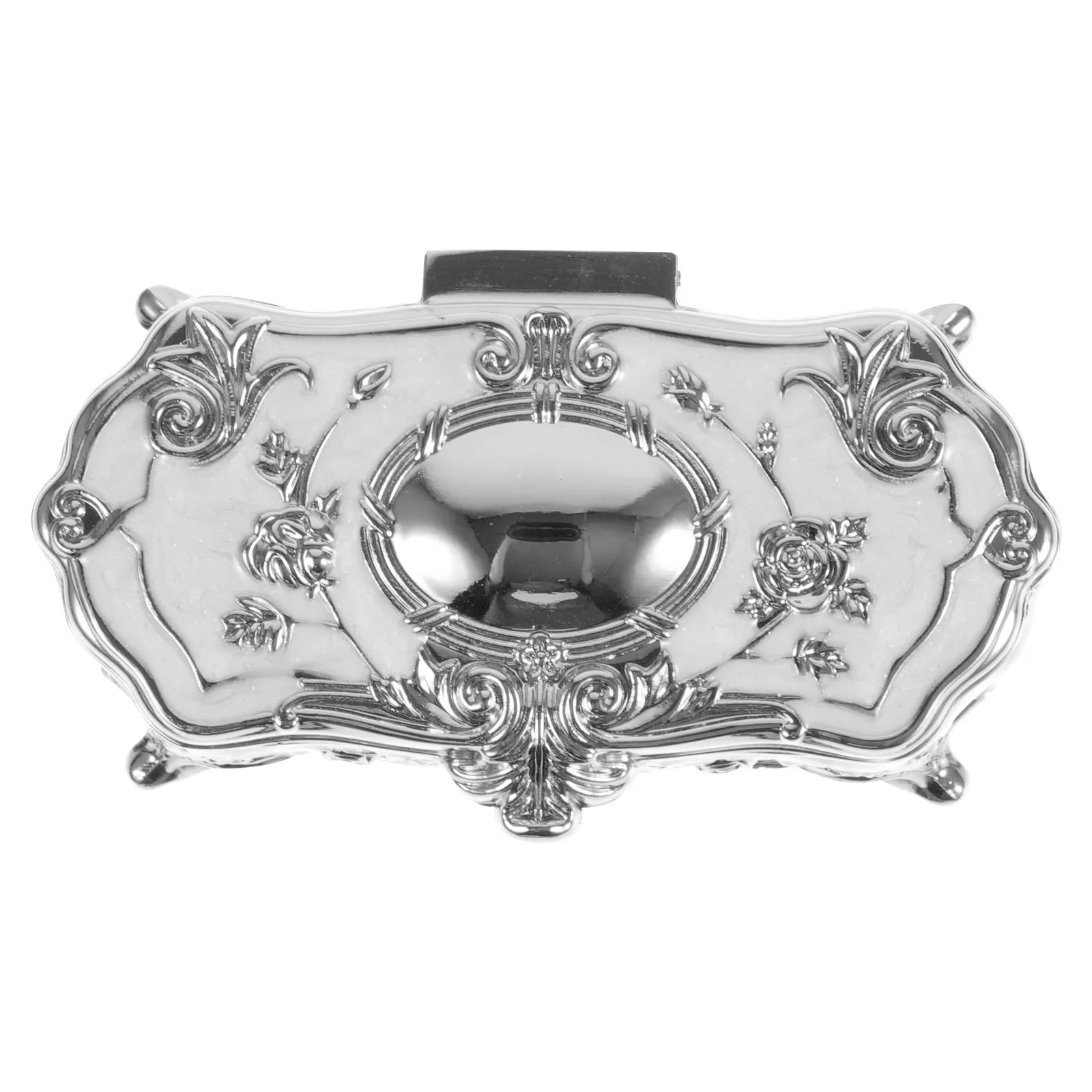 

Retro Embossed Jewelry Box Wear-Resistant Alloy Material Vintage Trinket Organizer Small Jewelry Storage Case Exquisite Desktop