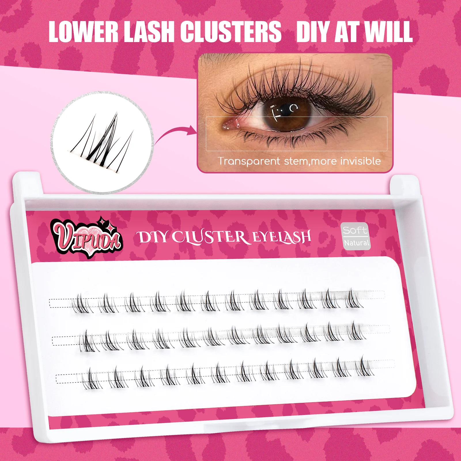 Vipuda Lower Lashes Extension Cluster Lashes Natural Bottom Lashes Individual false eyelashes Bunche Makeup Cilias lash clusters