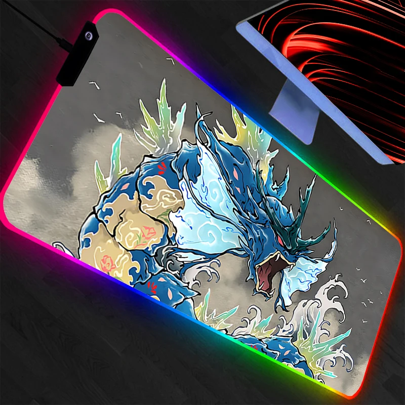 Pokemon Pikachu RGB Mouse Pad Gamer PC Computer Large Backlight Desk mat Keyboard Anime Gaming Accessories LED Mousepad