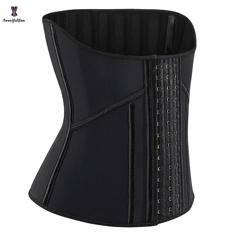 Entraîneur de taille en acier désossé, serre-taille à 3 crochets, ceinture en latex perforé, sablier instantané super serré, corset grande taille, 21