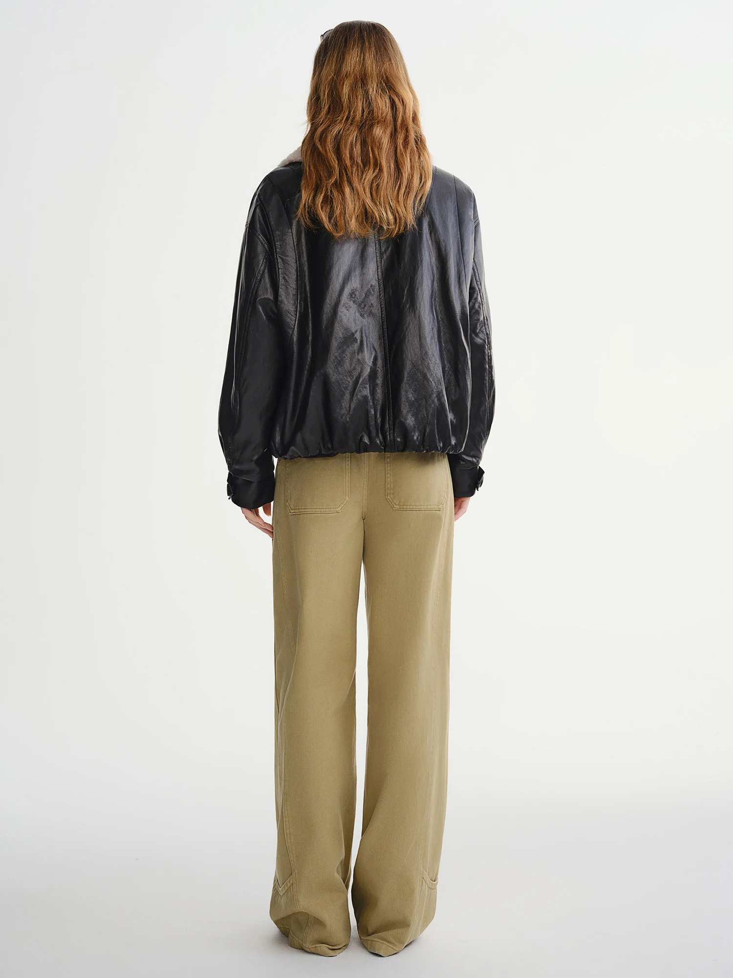 DUSHU Winter 2025 Women's Notch Lapel Protein Leather Down Jacket - White Duck Down Fill for Warm and Casual Winter Wear