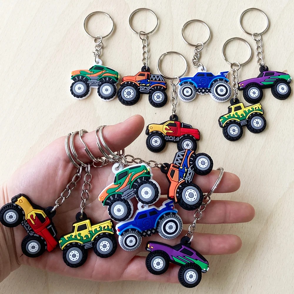 

12Pcs Race Car Key Chain Race Car Birthday Decor Truck Rubber Party Keychain Kid Gifts Supplies Pinata Filler Goodie Bag Stuffer