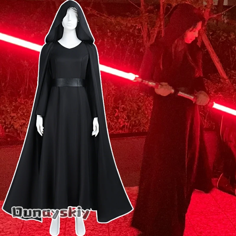 

{Dream ZS}Rey Cosplay Long Cloak Costume Medieval Vintage Hooded Loose Black Cloak Gothic Halloween Costumes for Unisex Outfit