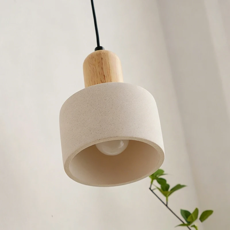 Nordic Wood cement Pendant Light Sandstone light For Kitchen Restaurant Hanging Lamp Bedroom Bedside Chandeliers Modern Lighting