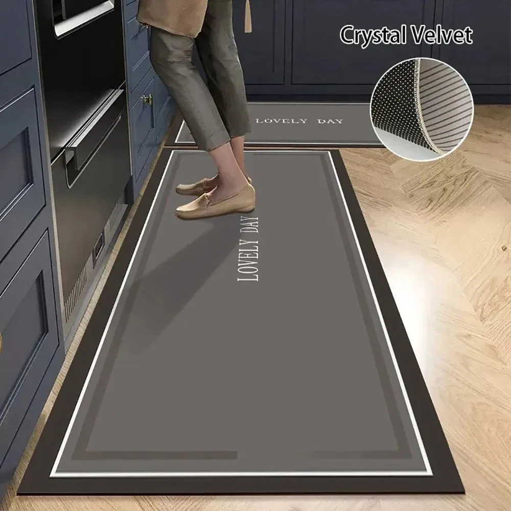 Vikama 1/2pc tapete de chão resistente à sujeira de cozinha, tapete longo para corredor de lavanderia, fácil de manter decoração de casa