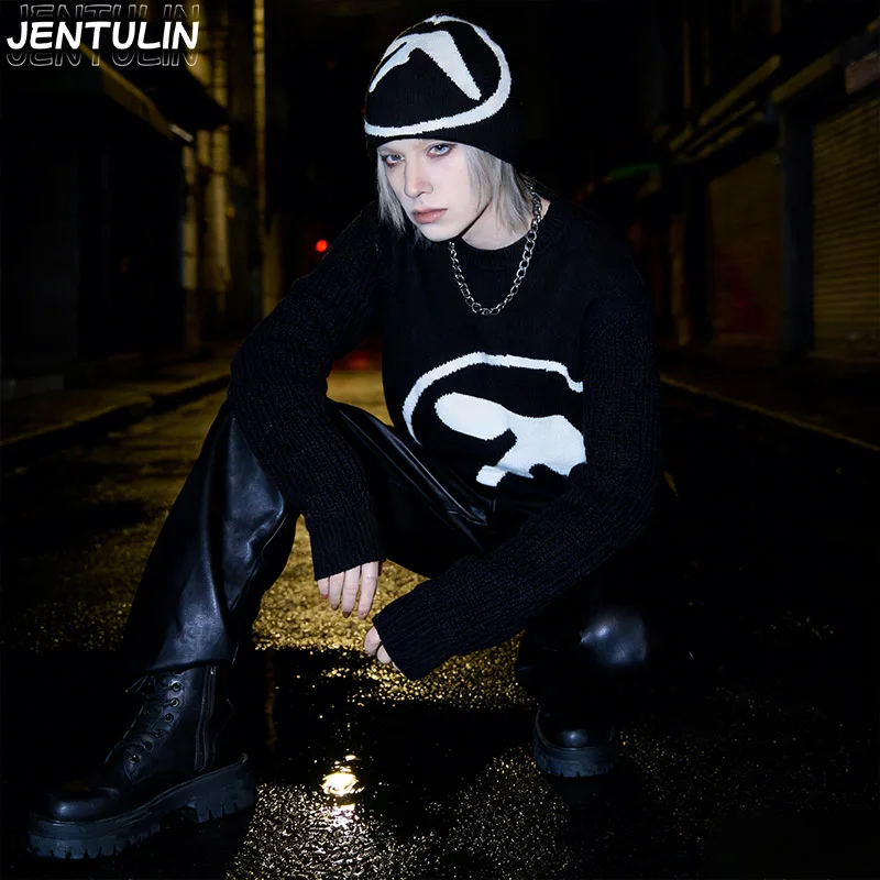 

Мужская одежда, свитер и кепка, женский Y2K Aphex Twin, вязаный комплект, пуловеры, готическая зимняя уличная одежда с графикой, топы с длинными рукавами, винтажные