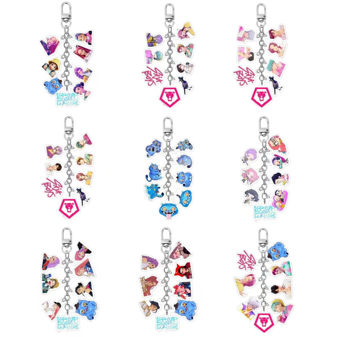 مجموعة Kpop Witch Hunter Group الجديدة × مجموعة Shaka Boy Group - سلسلة مفاتيح من الأكريليك، سحر حقيبة Blue Cat Merch