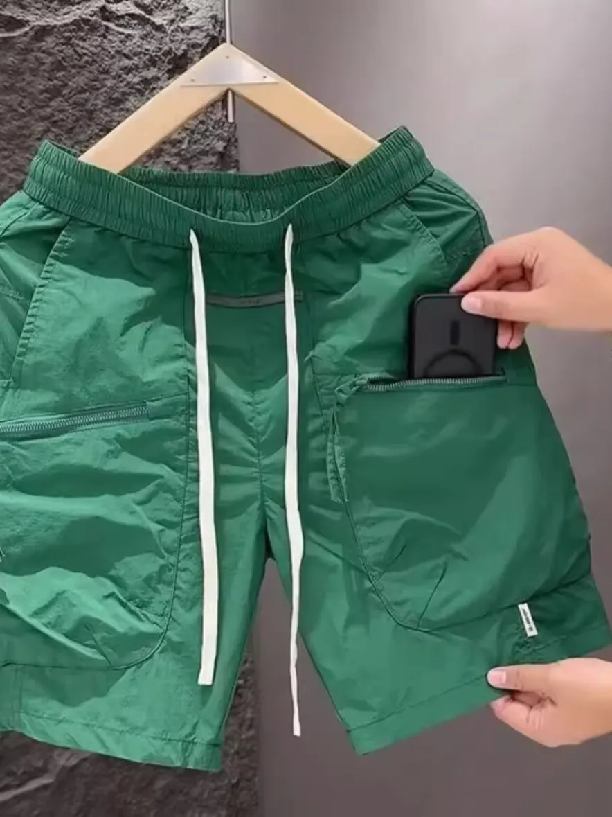 

Летняя тонкая мужская рабочая одежда на молнии с прямыми штанинами orts Spor Loose Qui Dry Функциональные брюки пять четвертей Повседневные брюки